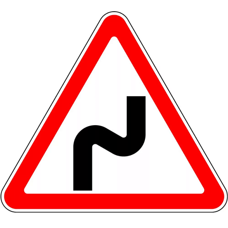 Знак 1.12.1. Опасные повороты (с первым поворотом направо)