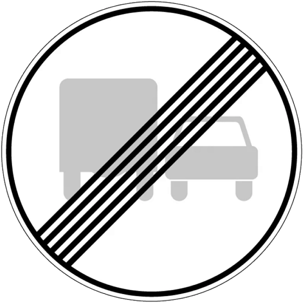 Знак 3.23. Конец зоны запрещения обгона грузовым автомобилям